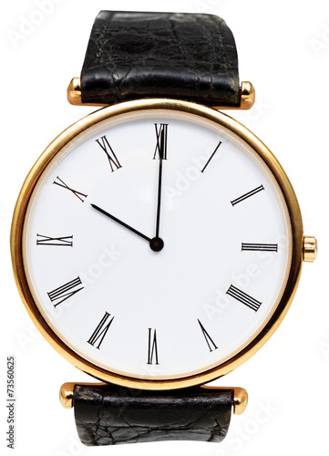 ten o'clock on dial of wristwatch isolated