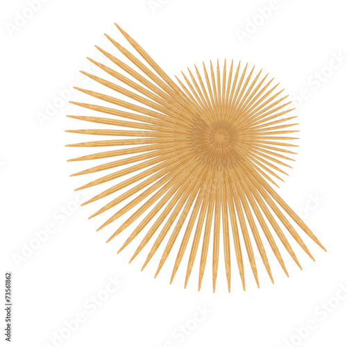 Abstract of Bamboo toothpicks isolated on white background