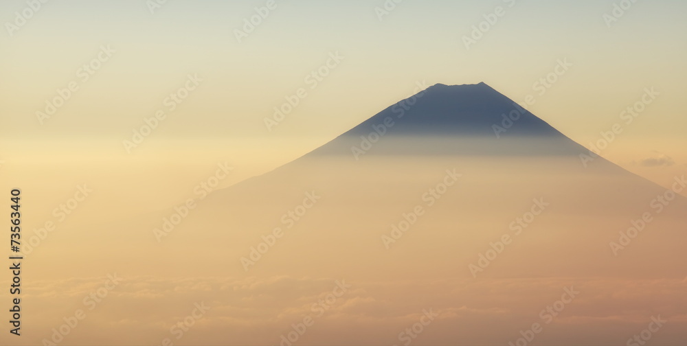 Top of Mountain Fuji and beautiful sunrise sky