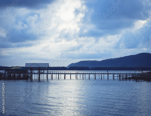 Island ocean whit blue sea Landscape background