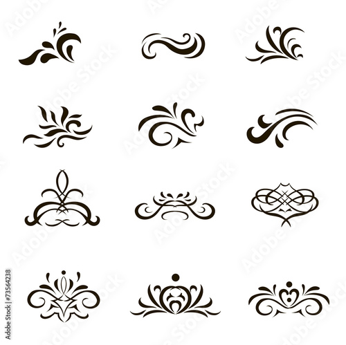 Calligraphic decorative elements and Ornaments in vector format