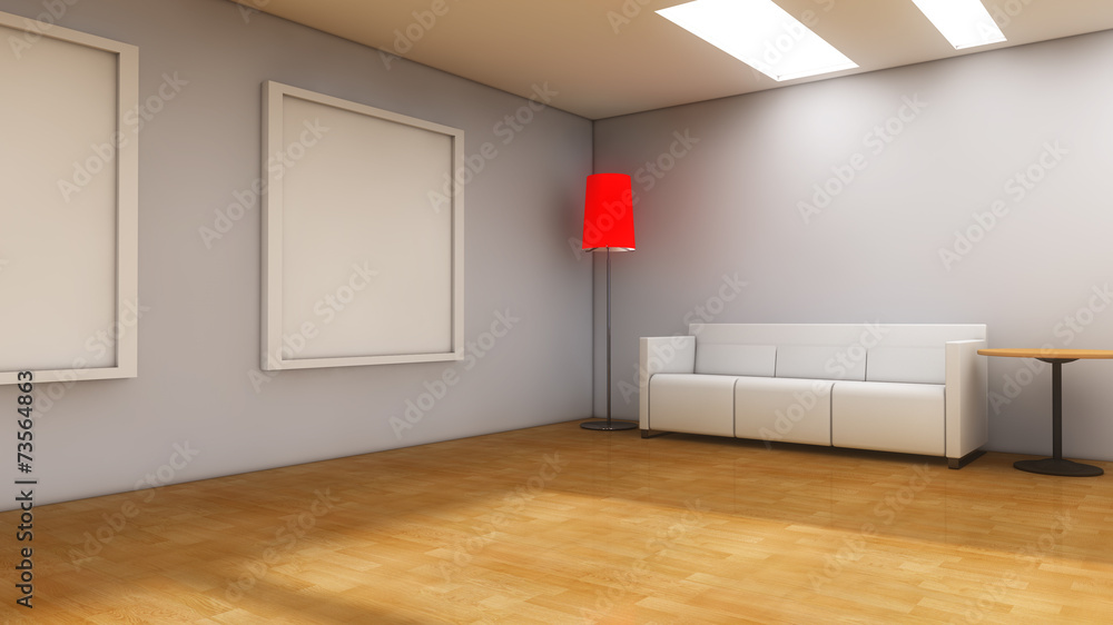 Modern interior with frames Modern interior with frames