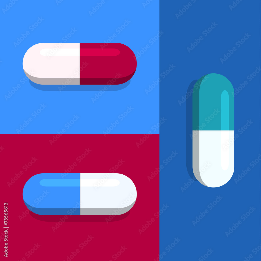 Konstfotografi Vector capsules on blue and red
