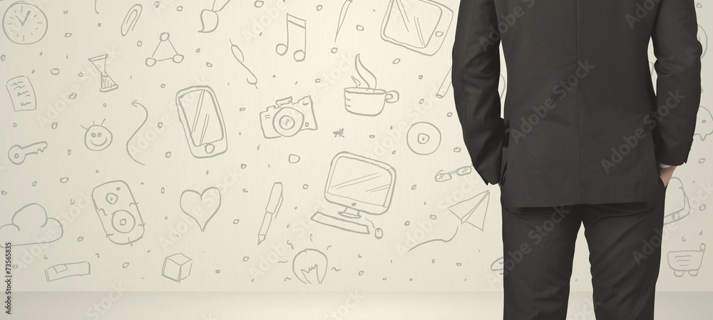 Businessman with social media icons Businessman with social media icons