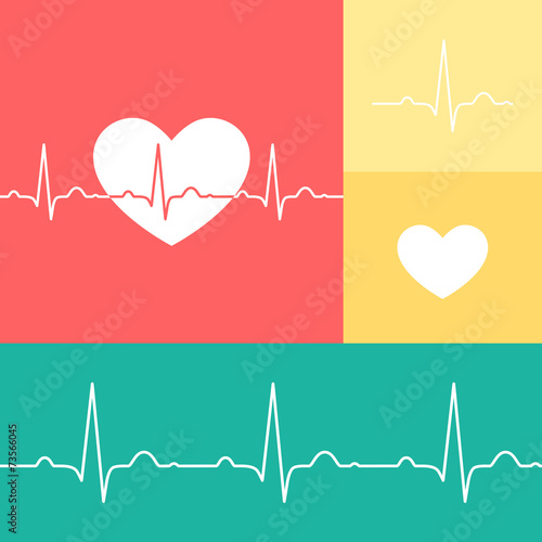 EKG and heart vector medical set