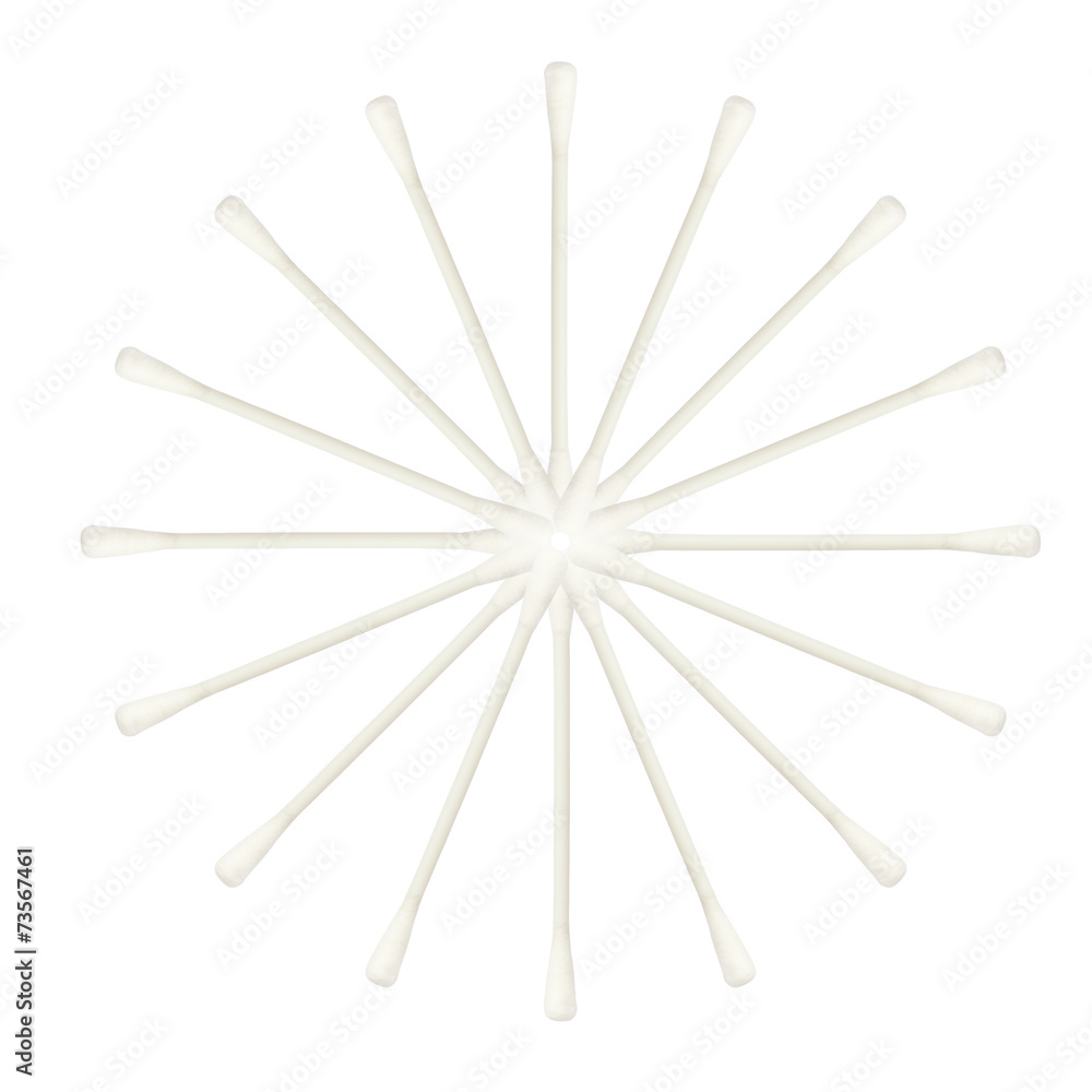 Abstract of Cotton buds isolated on white background Abstract of Cotton buds isolated on white background