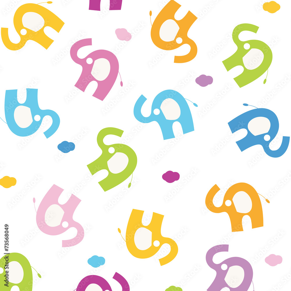 Colorful seamless elephant pattern Colorful seamless elephant pattern