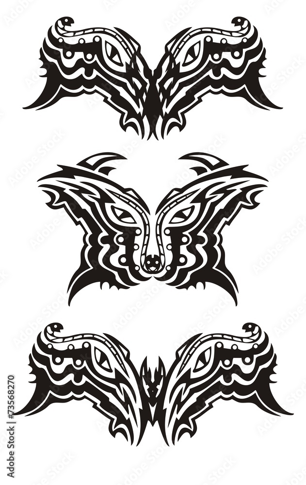 Fototapeta premium Eyes symbols in tribal style