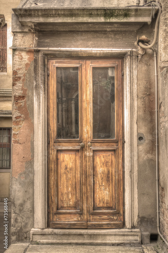 old wooden door in Venice, Italy