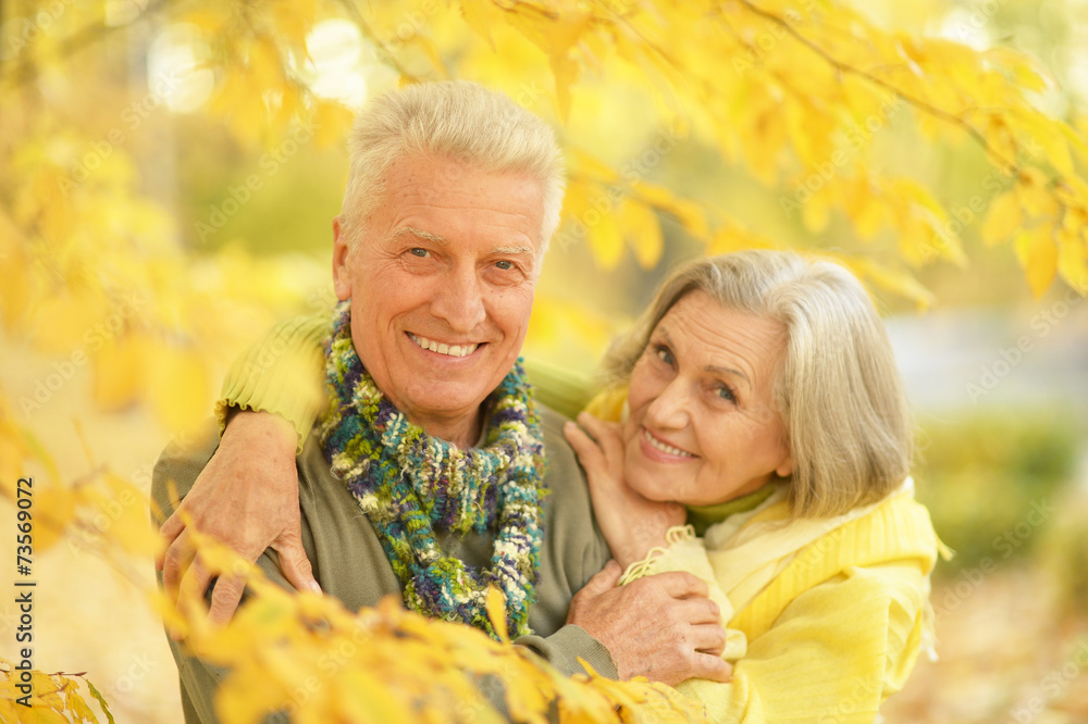 Old couple at autumn park Old couple at autumn park