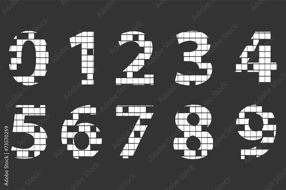 Mosaic Alphabet Numbers On Blackboard