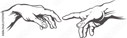 Valokuva Hand to hand tattoo Creation of Adam