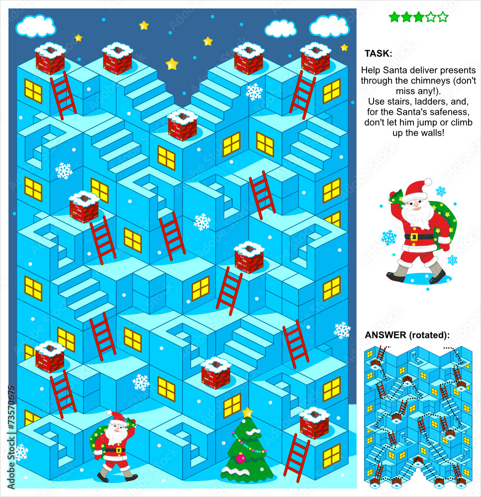 Santa deliver presents 3d Christmas or New Year maze game