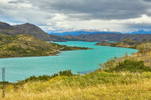 Scenic view of Pehoe lake