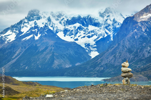 Stacked stones in Torres del Paine national park © Ekaterina Pokrovsky