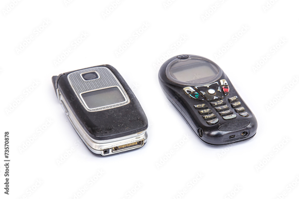 Old mobile phone isolated on white Old mobile phone isolated on white