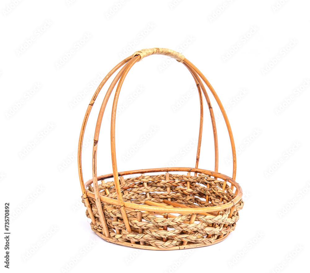 Rattan basket isolated  on white background