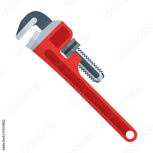 vector outline flat style red pipe adjustable metal wrench icon