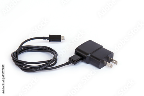 Mobile phone charger isolated on white background