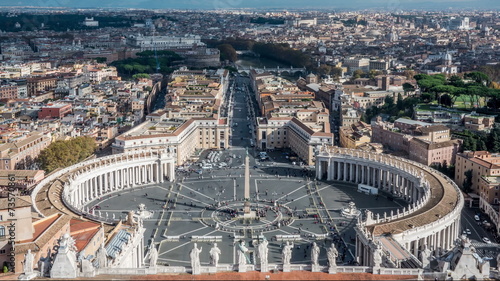 Timelapse View at St. Peter's square from dome of St. Peter