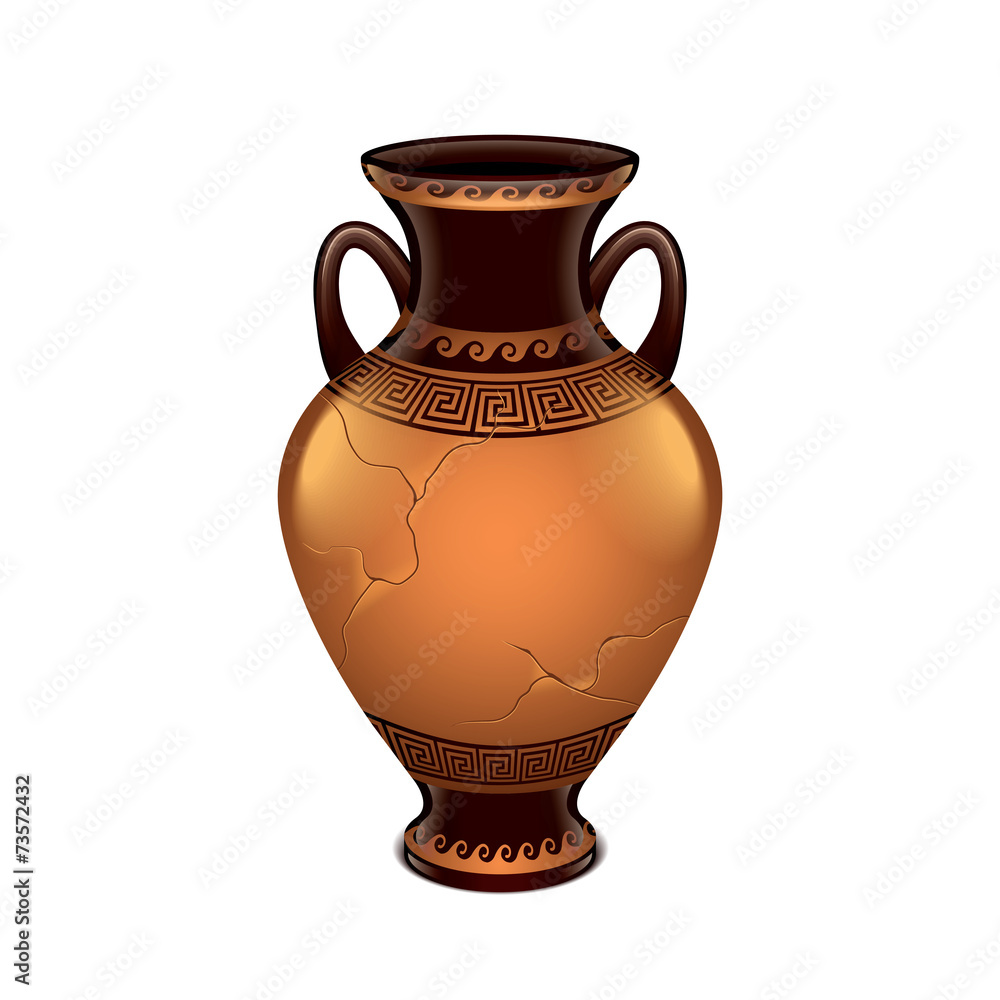 Ancient vase isolated on white vector