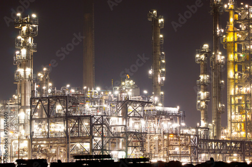 Oil-refinery plant at night