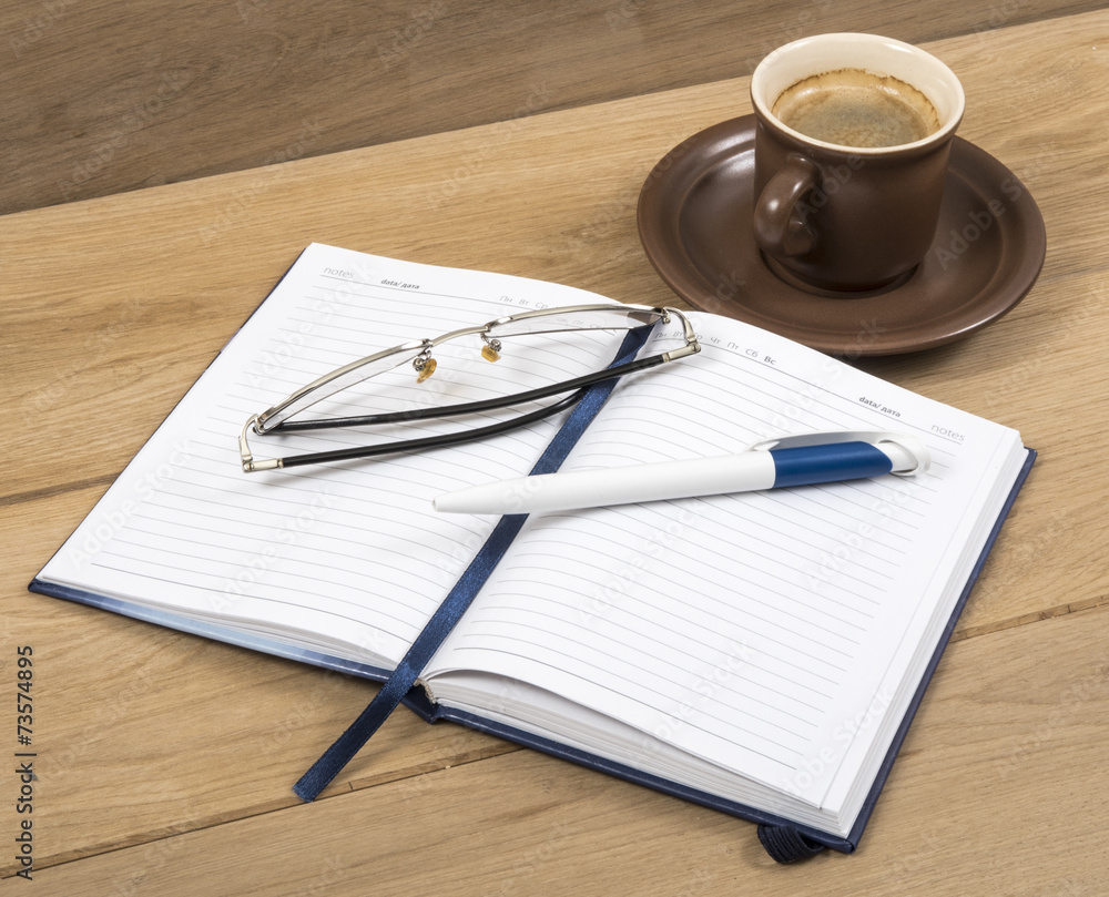 Notebook coffee and pen Notebook coffee and pen