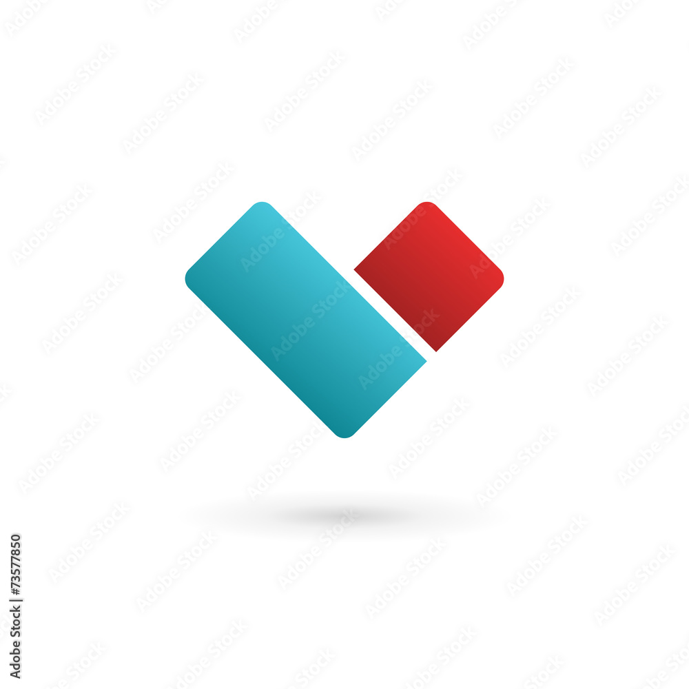 Business design template logo icon with letter V and heart