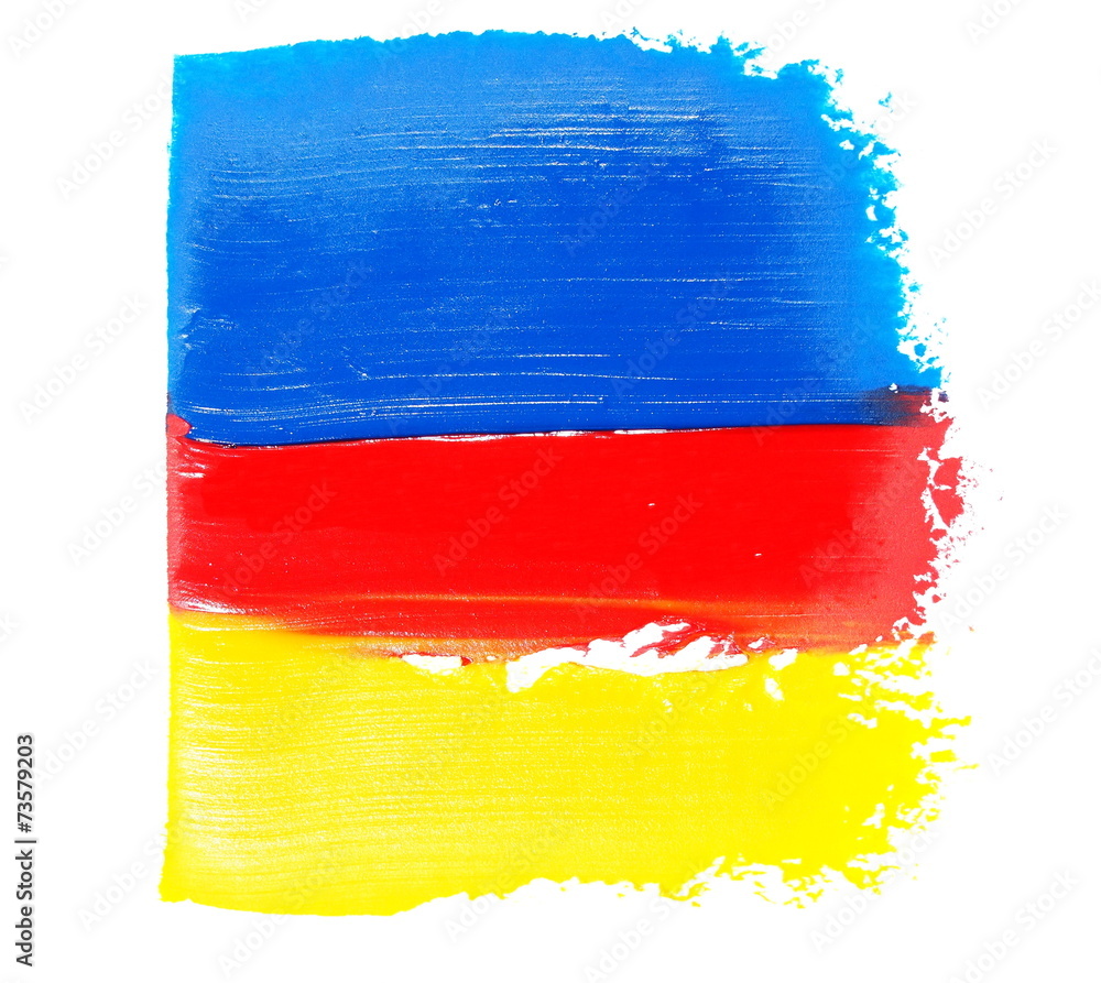 Obraz premium photo red, yellow, blue grunge brush strokes oil paint isolated