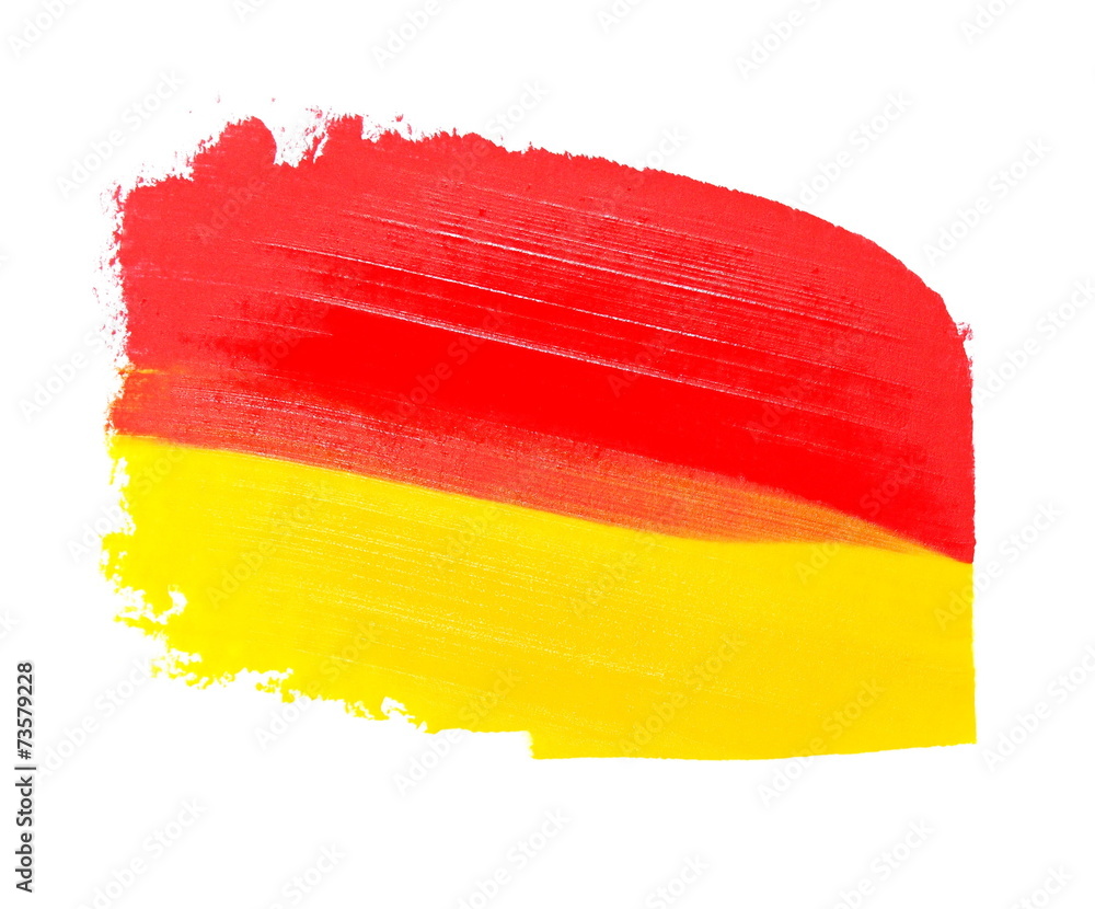 Obraz premium red, yellow grunge brush strokes oil paint isolated on white