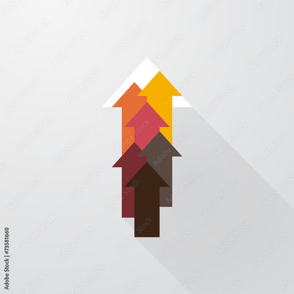 arrow composed of smaller colored arrows with long shadows arrow composed of smaller colored arrows with long shadows