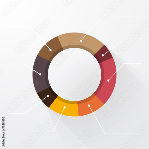 editable pie chart in pastel colors with long shadows and labels