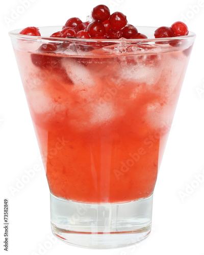 Cocktail with cranberry juice and ice cubes