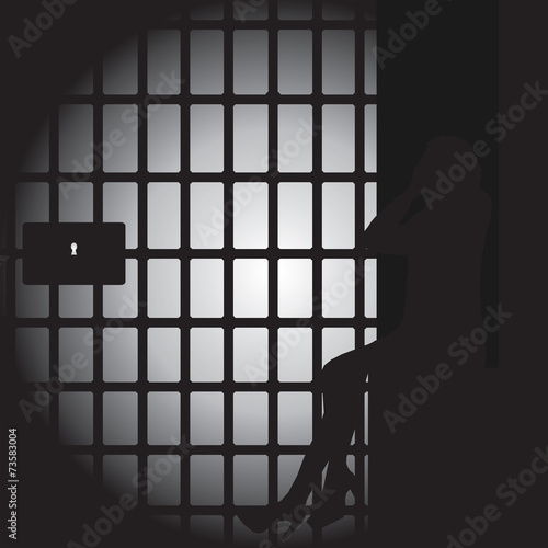 Silhouette of a Women in a Dark Jail Cell