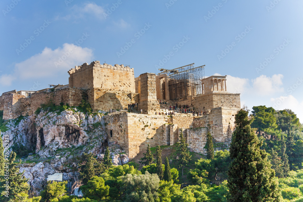 Acropolis of Athens, view from Areopagus in summer