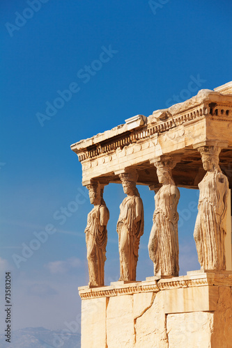 Close view of Erechtheion in summer, Athens