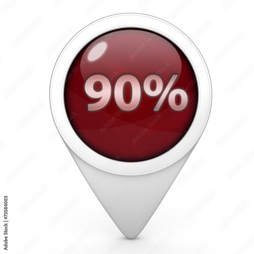 Ninety percent pointer icon on white background Ninety percent pointer icon on white background