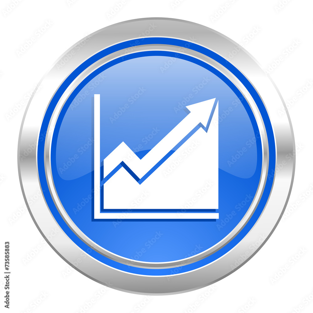 histogram icon, blue button, stock sign histogram icon, blue button, stock sign