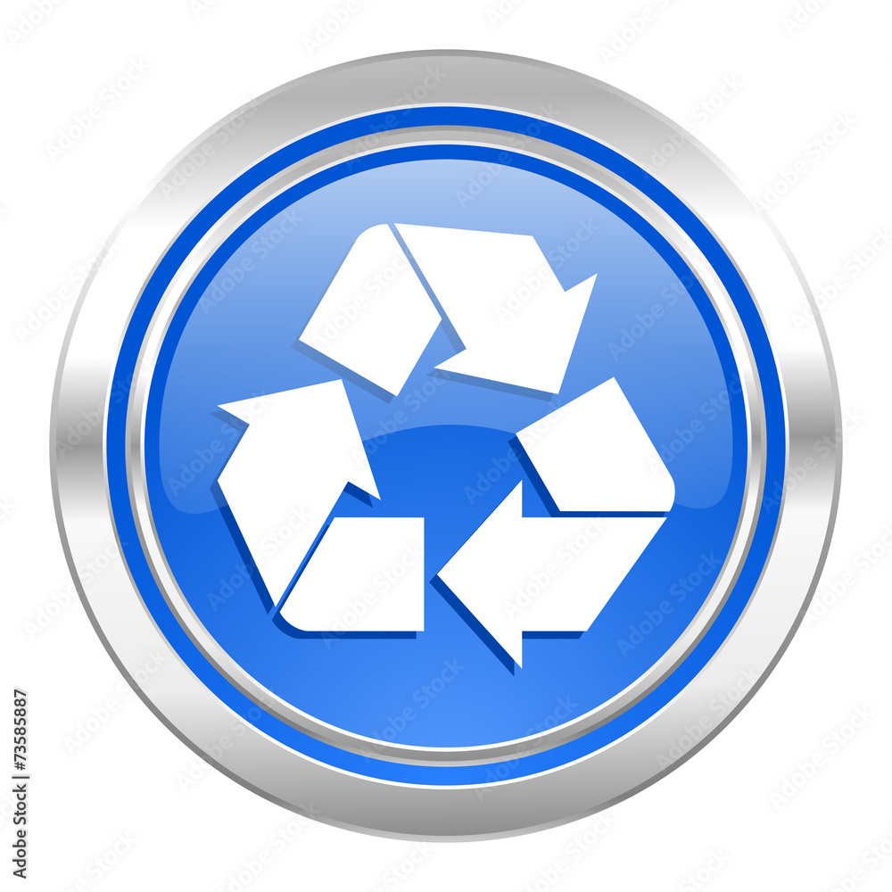 recycle icon, blue button, recycling sign recycle icon, blue button, recycling sign