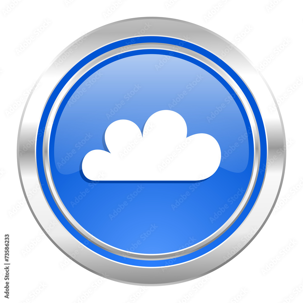 cloud icon, blue button, waether forecast sign cloud icon, blue button, waether forecast sign