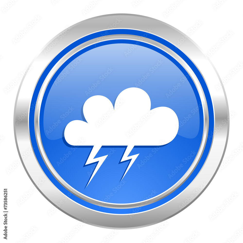 storm icon, blue button, waether forecast sign storm icon, blue button, waether forecast sign