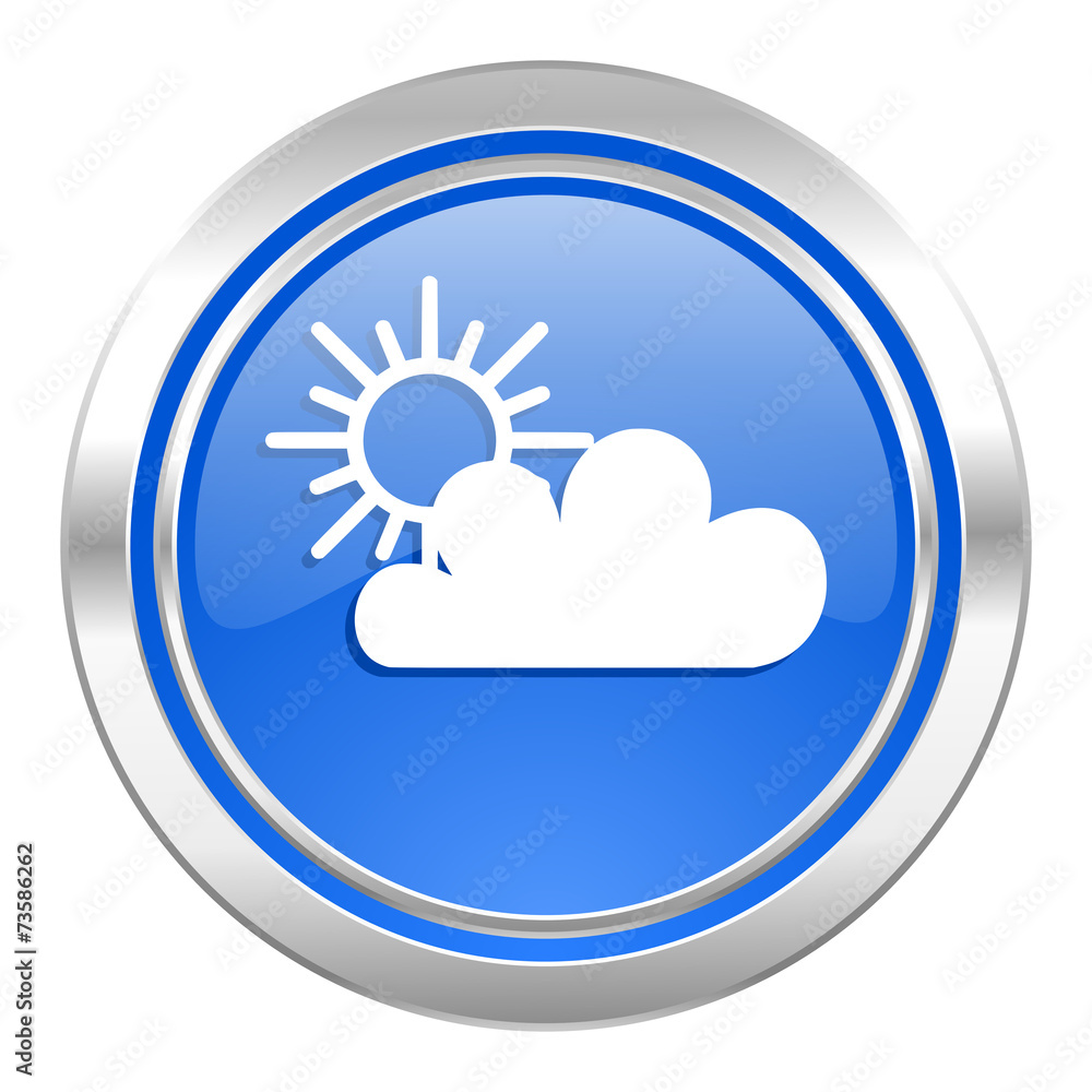 cloud icon, blue button, waether forecast sign cloud icon, blue button, waether forecast sign
