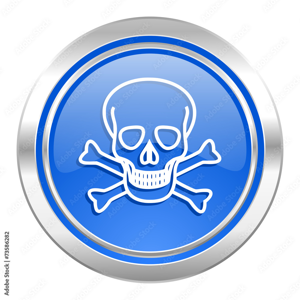 skull icon, blue button, death sign skull icon, blue button, death sign
