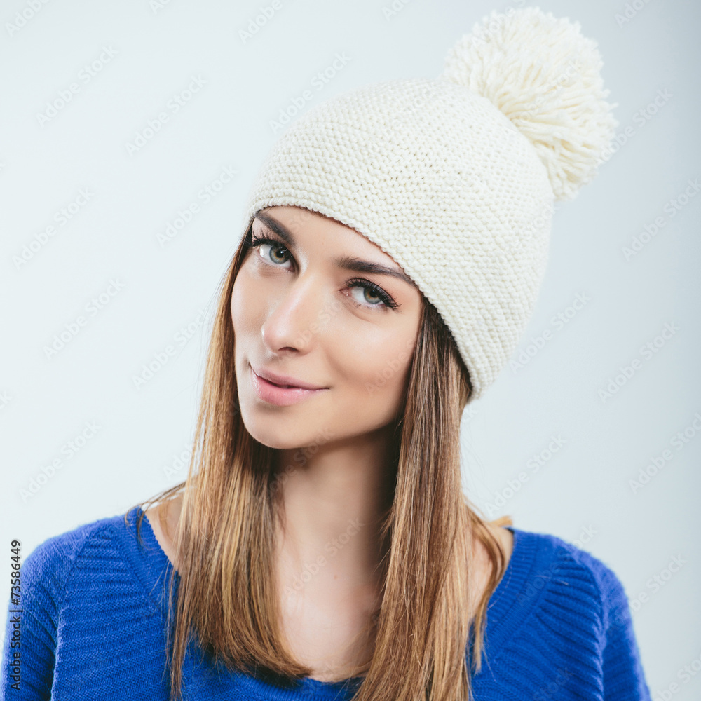 Fashionable girl in winter knitted clothes Fashionable girl in winter knitted clothes