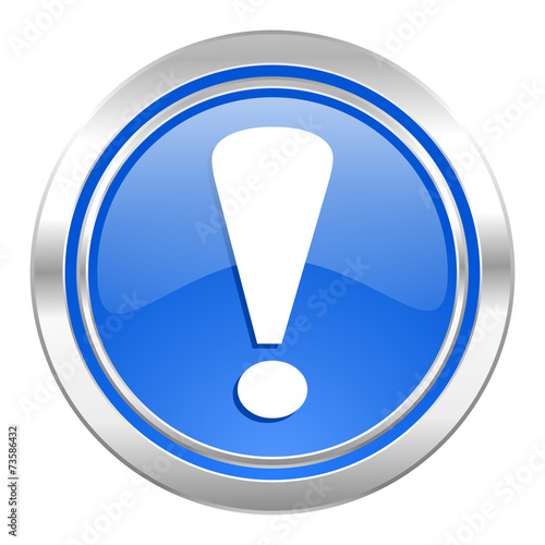 exclamation sign icon, blue button, warning sign