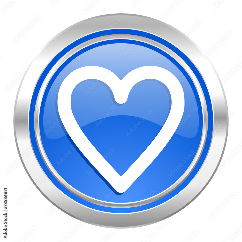 heart icon, blue button, love sign heart icon, blue button, love sign