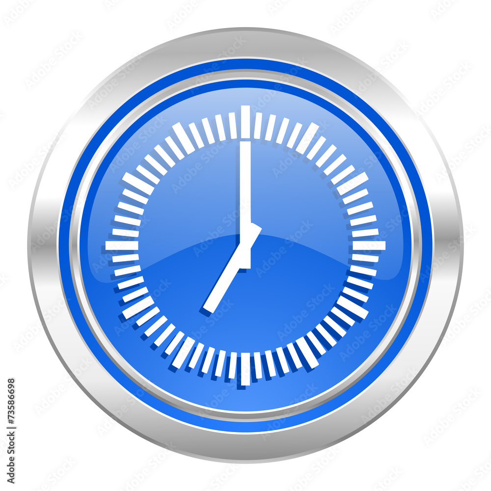 time icon, blue button, clock sign time icon, blue button, clock sign