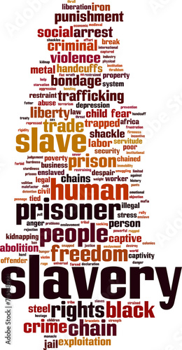 Slavery word cloud concept. Vector illustration