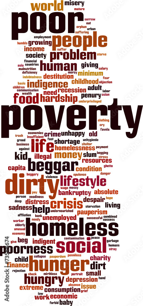 Obraz premium Poverty word cloud concept. Vector illustration