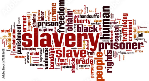 Slavery word cloud concept. Vector illustration